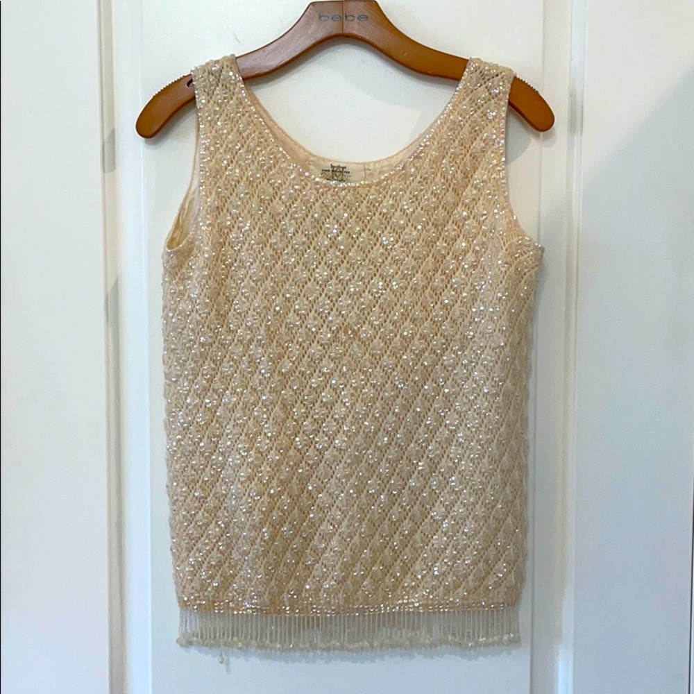 Vintage 1950s Hand Beaded Wool Top by Cyn Les